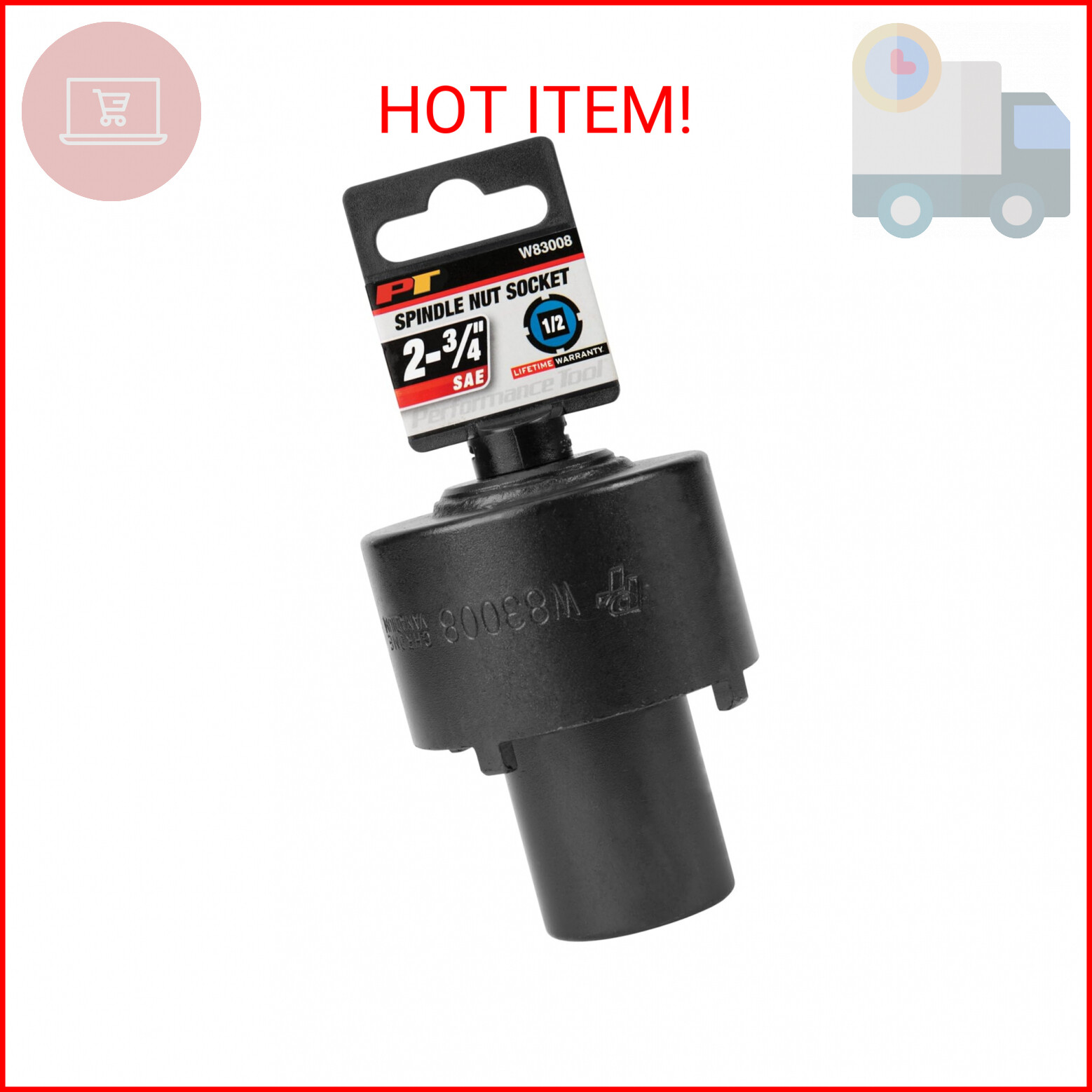 Performance Tool W83008 1/2 Drive Lug Spindle Nut Wrench for Ford 1985