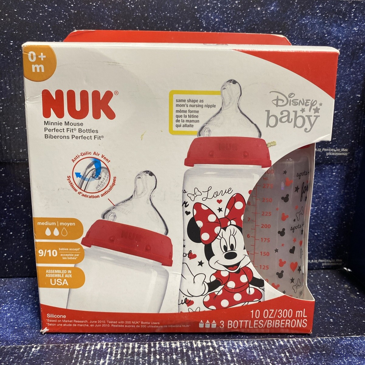 NUK Disney Minnie Mouse Baby Bottles 10 Oz Pack Bottle Anti Colic