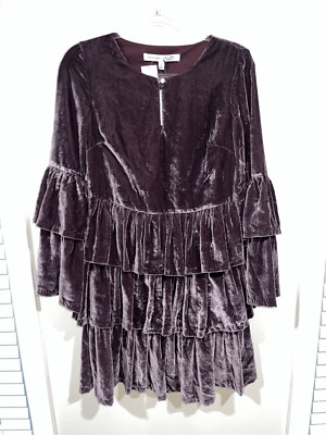 sachin and babi light blue dress NWT $288 Olivia Palermo Chelsea 28 fringe suede burgundy Sleeveless dress  XXS main image 1
