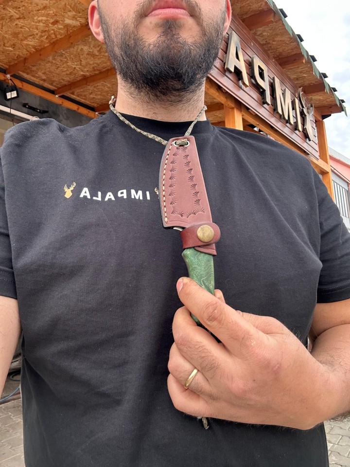 Handmade Fixed Blade Mini Neck Knife, N690 Steel Custom Neck Knife with ...