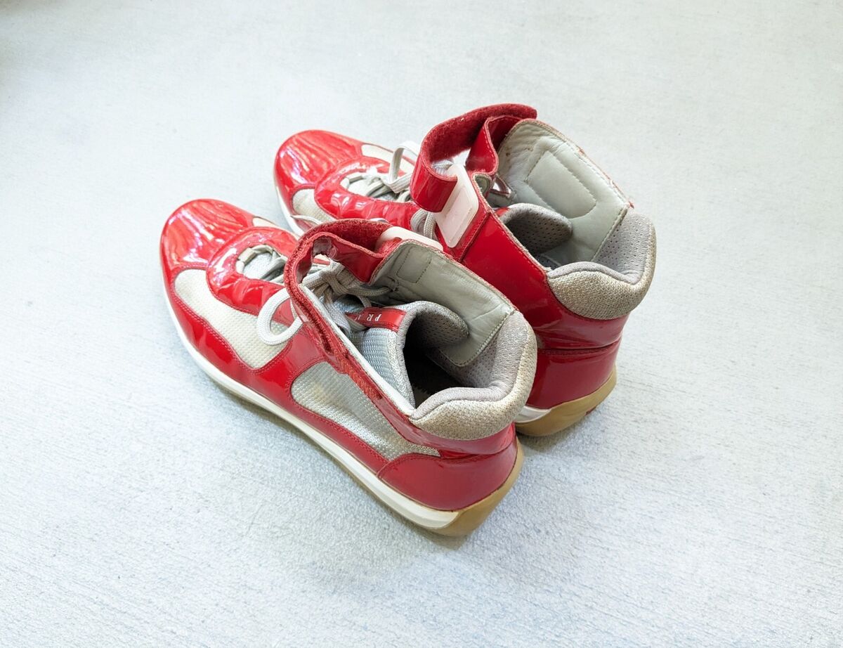 Prada America's Cup Sneakers Men 10 Red Patent Leather Prada America's Cup Sneakers Men 10 Red Patent Leather