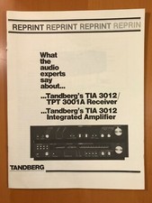 ORIGINAL TANDBERG 3012  3001A WHAT THE EXPERTS SAY REPRINT OF REVIEWS D188