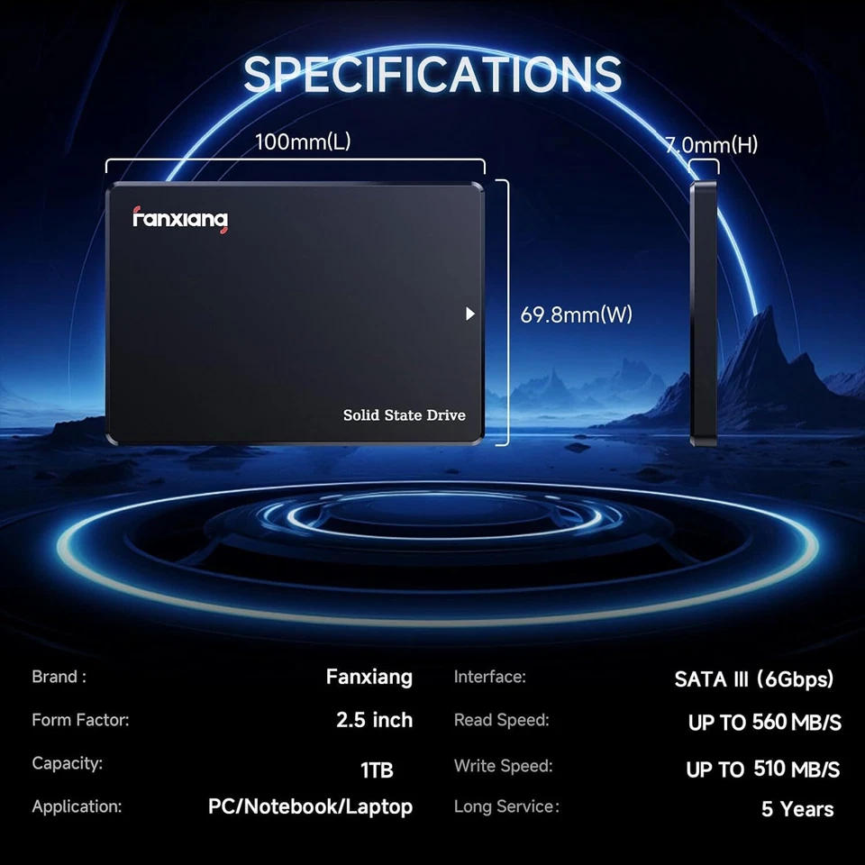 Fanxiang interne SSD SATA III 2,5" 6Gb/s Disque dur 1To 2To 4To HARD DISK Lot - Photo 4/4