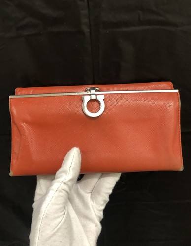 Salvatore Ferragamo Orange Leather Gancini Icona Continental Wallet