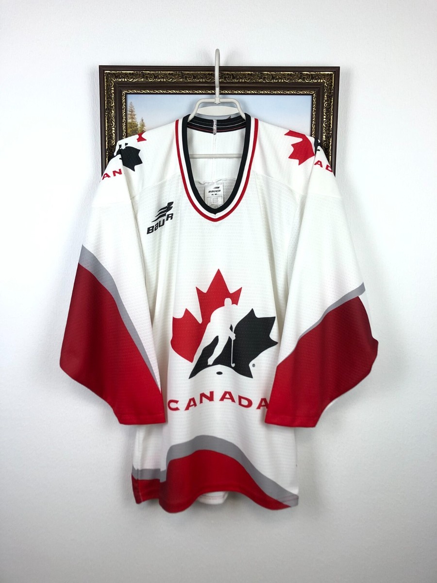 Vintage Bauer Canada Ice Hockey White Jersey Mens Shirt Sport