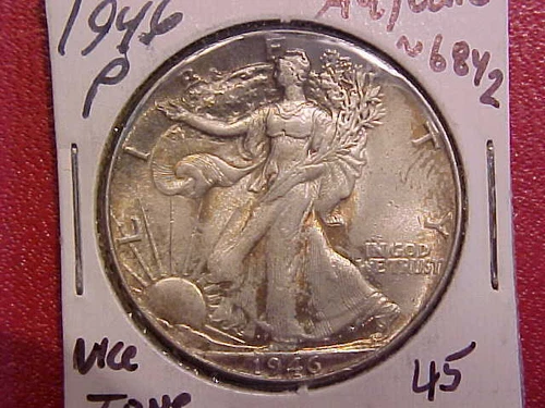 1946 LIBERTY WALKING HALF DOLLAR - NICE TONE - AU/UNC - SEE PICS! - (N6842)