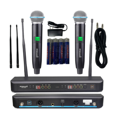 Pro 2CH UHF Handheld Wireless Microphone System Audio Party Stage Microphone Mic
