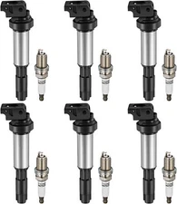 6 Ignition Coils Pack UF515 and Spark Plug For 2004-2006 BMW X5 3.0L l6