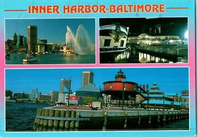 Multiple Views of Baltimore Inner Harbor Maryland Postcard Posted 1994