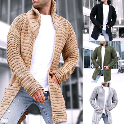 Men Casual Open Front Long Sleeve Cotton Cardigan Sweater Men Casual Open Front Long Sleeve Cotton Cardigan Sweater