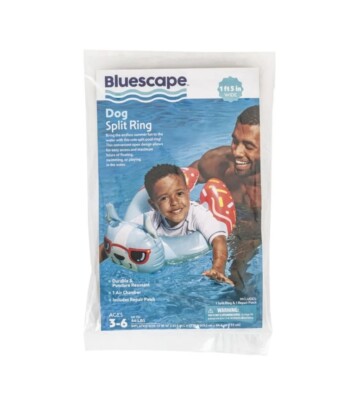 NEW!  Bluescape Blue Donut Dog Float Split Inflatable Swim Ring Pool Float