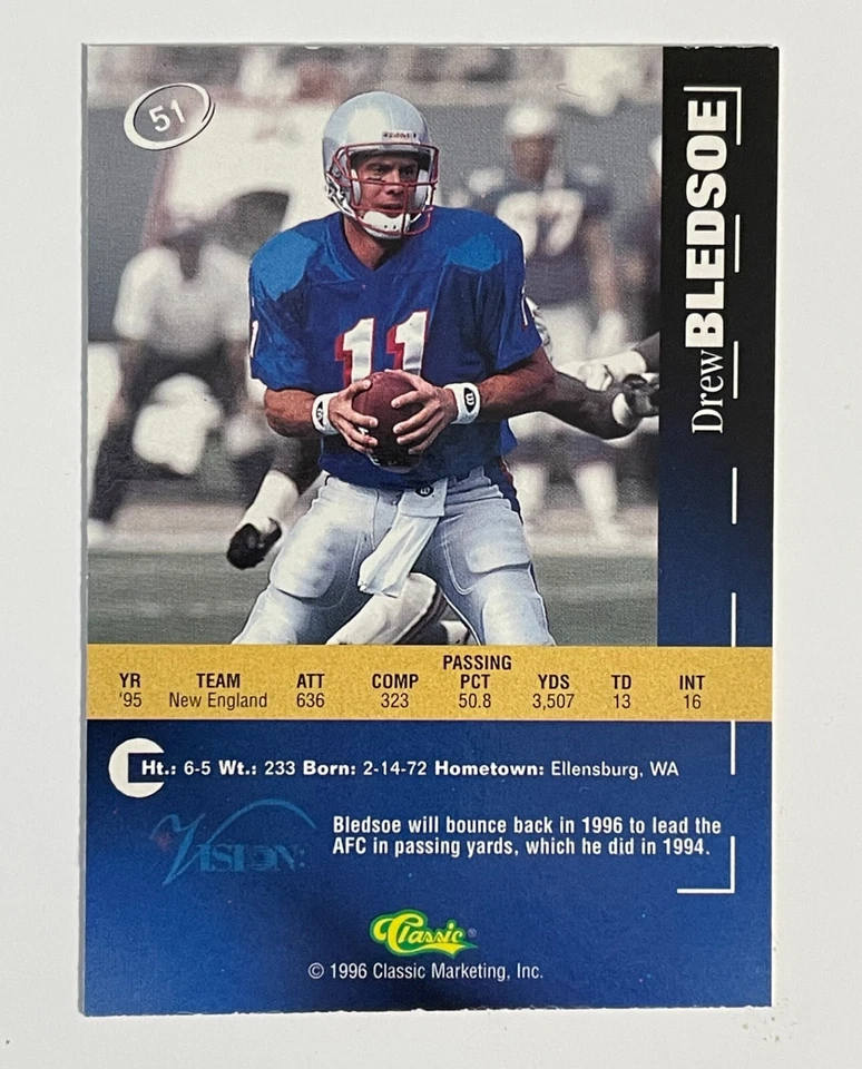 1996 Classic Visions Drew Bledsoe #51 - Image 2 of 2
