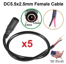 5pcs DC Power Plug cable 5.5x2.5 mm Female Led light Monitor power output cable