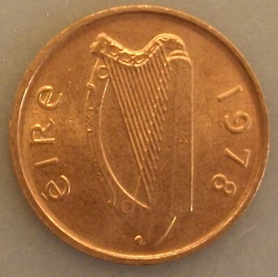 1978 Ireland 1/2 Penny CH BU KM19 ptqpwt
