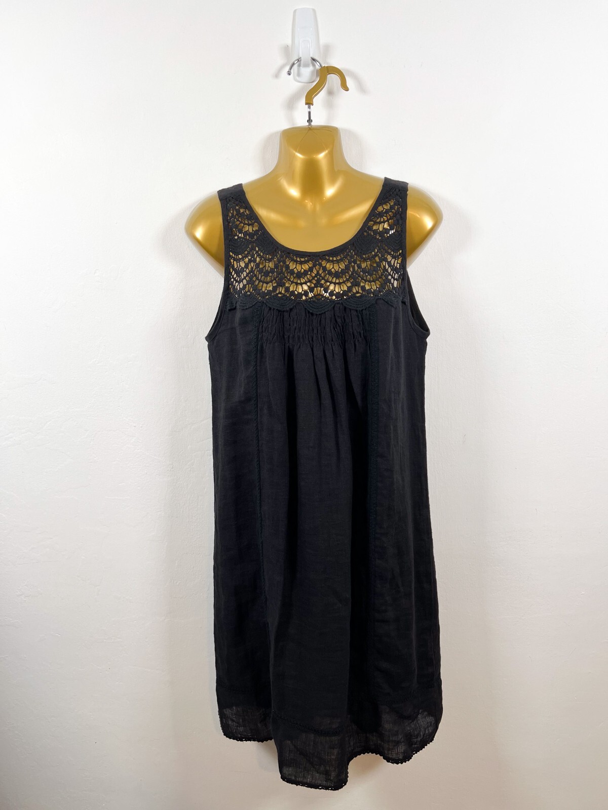 Aspiga Dress Womens Medium Black Linen Short Ladies Summer Beach Sun