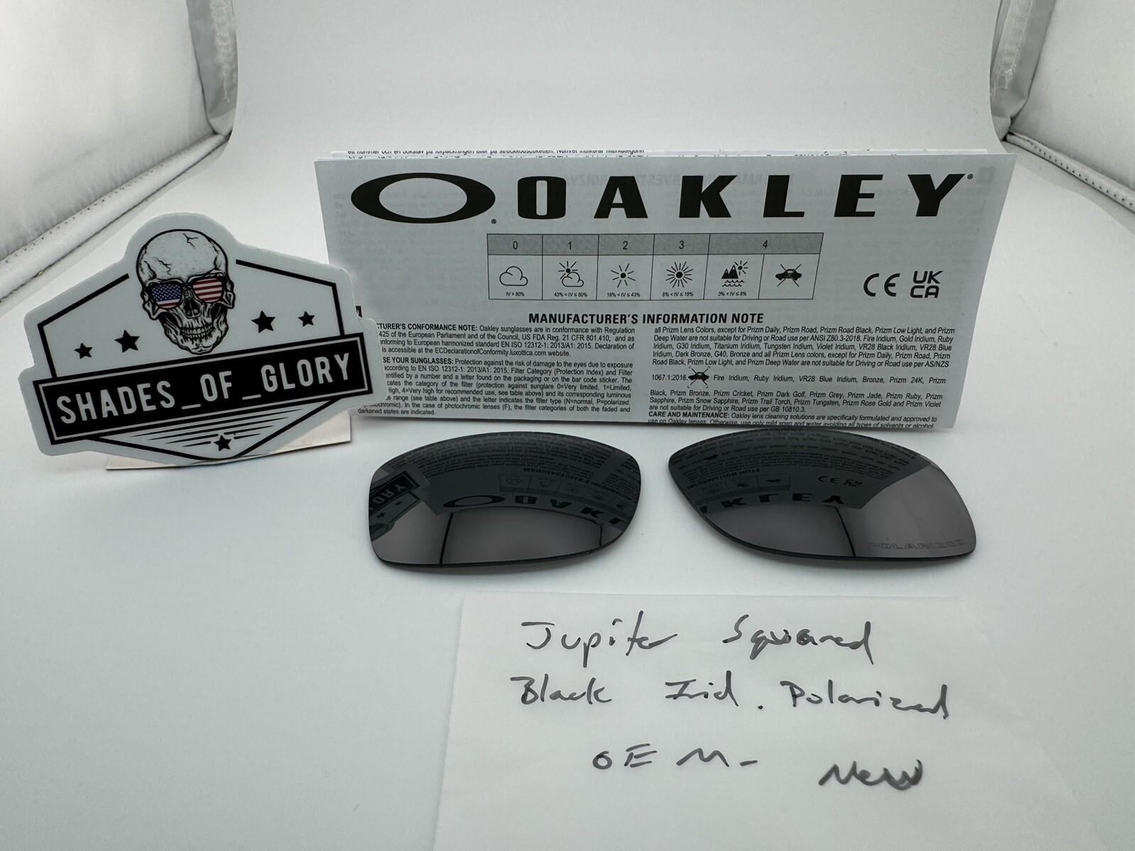 OAKLEY JUPITER SQUARED BLACK IRIDIUM POLARIZED AUTHENTIC REPLACEMENT LENSES 9135
