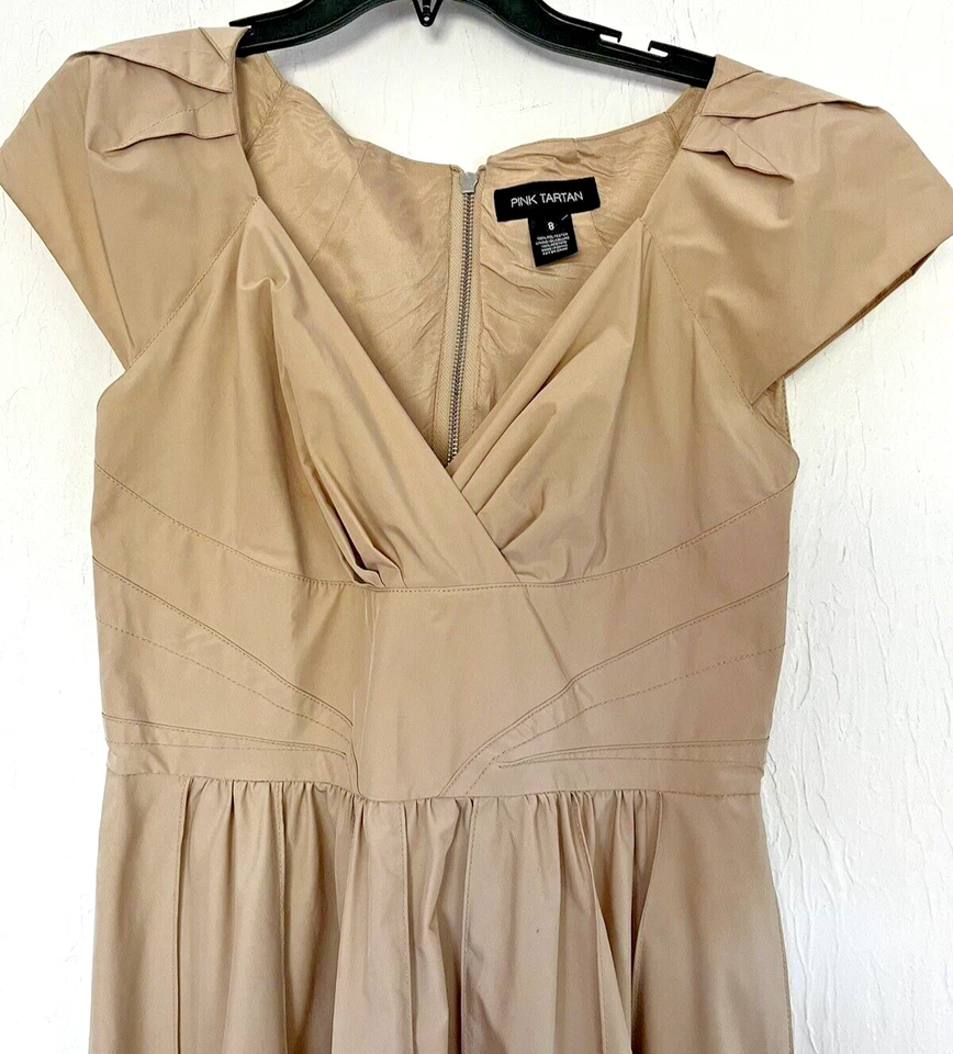 Розовый тартан хаки желтовато-коричневый полная юбка платье ретро 40 рок платье 8 EUC - Изображение 4 из 4