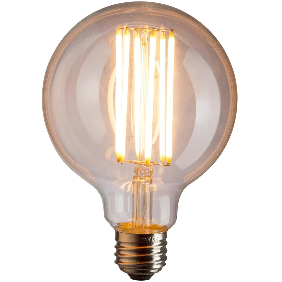 Dimmable E26 6W Edison Filament LED Clear Glass Light Lamp Globe Bulb G25 - Image 2 of 2