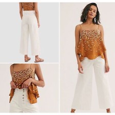 FREE PEOPLE Colette Wide Leg Culottes In Ivory 27 NWOT