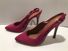 Sigerson Morrison Monte 2 Pumps Snakeskin Suede Raspberry Pink 9.5 B 300
