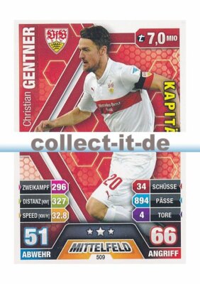 Match Attax Extra 14/15 - 509 - Christian GENTNER- Kapitän