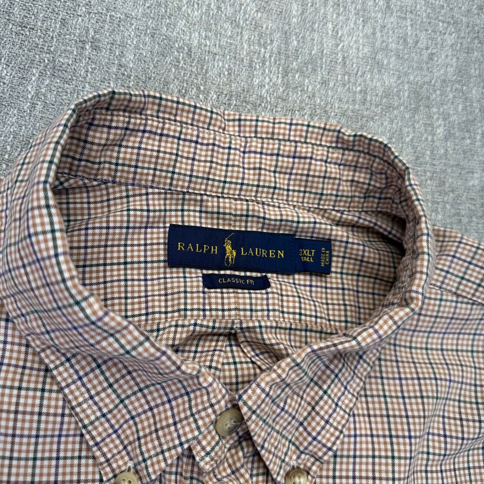 Ralph Lauren Button Up Shirt Mens 3XLT Brown Plai… - image 2