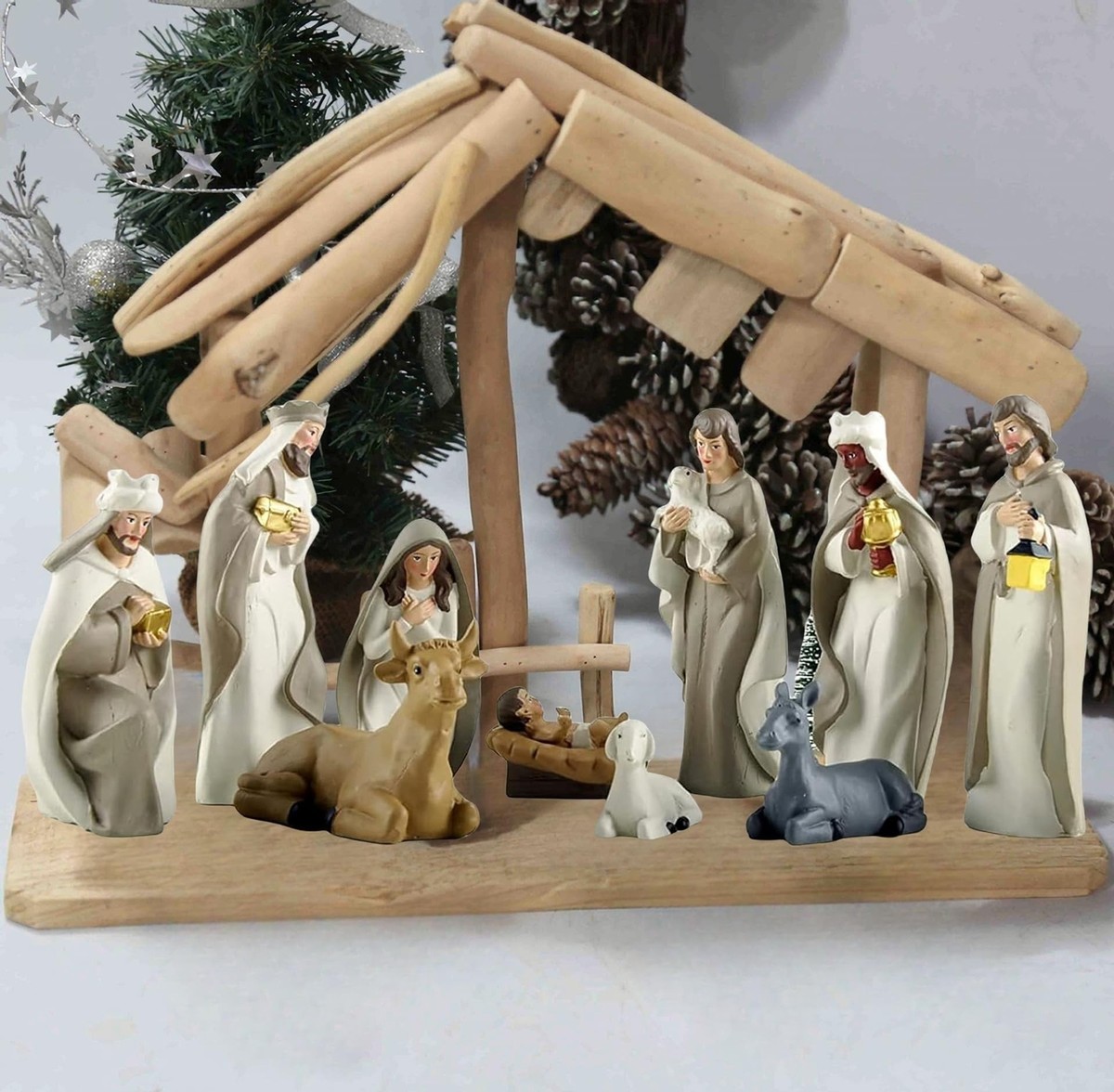 12 Inch Nativity Set, 11pcs Christmas Nativity Scene Indoor