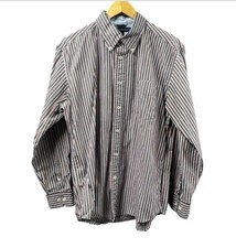Tommy Hilfiger Shirt Mens LG 80's Two Ply Cotton Striped Button Down Long Sleeve