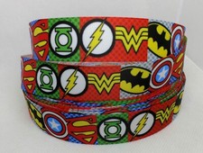 Mixed Super Heroes on 1" Grosgrain Ribbon YOUR CHOICE: 5 or 10 Yard Comics 