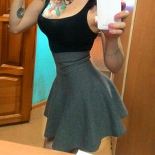 Knitting Woolen Skirt Ladies High Waist Casual Pleated Elastic Flared Skirts