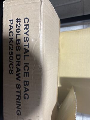 250 Commercial CRYSTAL 20 LB LBS Plastic Ice Bags With Drawstring High Quality