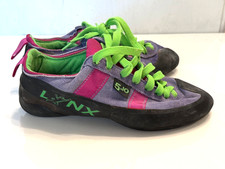 5.10 brand rock climbing shoes size 9 Lynx lace up black purple green great