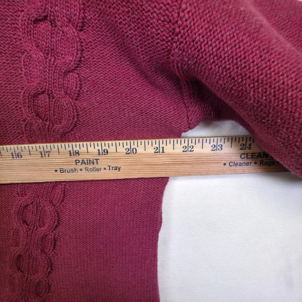 LL Bean Sweater Womens XL Purple Turtleneck 3D Cable Knit Fisherman Classic VTG - Image 4 of 4