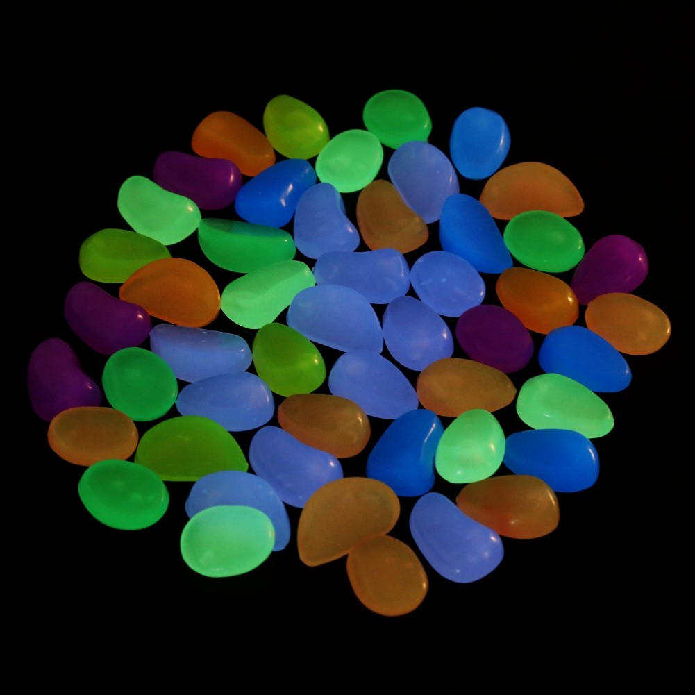 50pcs Glow In The Dark Artificial Luminous Pebbles Stone Aquarium Fish Part
