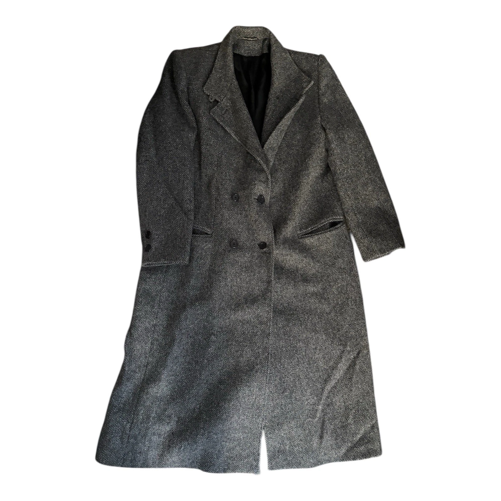 Vintage International Scene Wool Gray Long Top Coat Over Coat Women's Sz 15 16