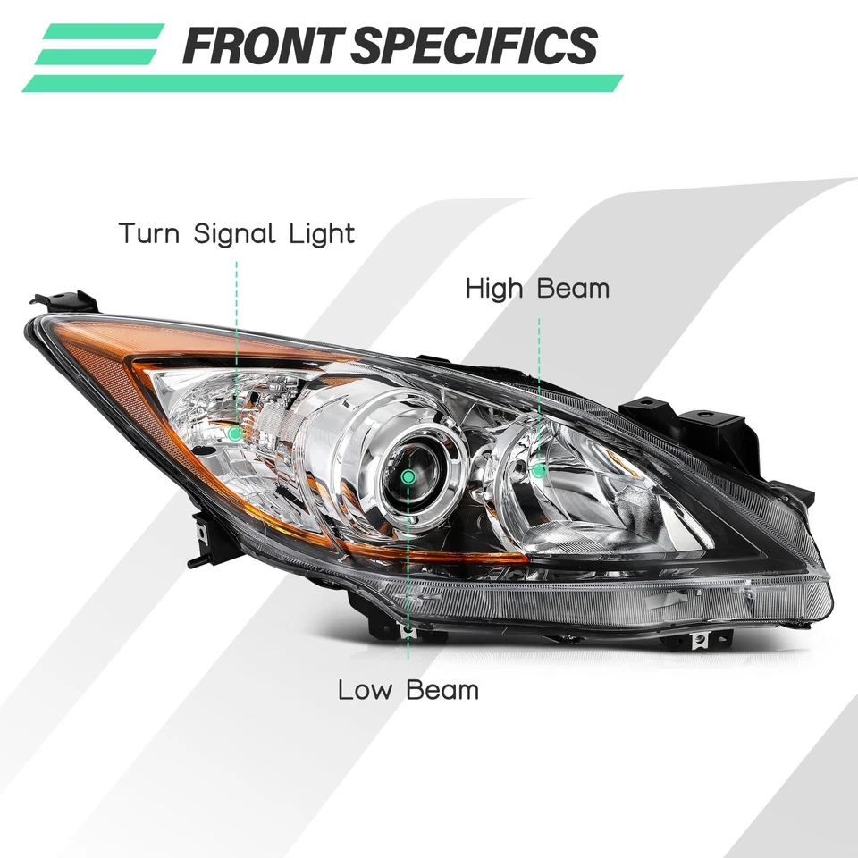 Conjunto de faros cromados con par ámbar para Mazda 3 (5 velocidades) 2010 2011 2012 2013 Foto 2 de 4