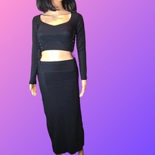 🖤🔥 Vintage 90s Black Bodycon Two‑Piece Set 🔥🖤