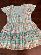 Spell & The Gypsy Collective Seashell Floral Boho Mini Dress Size Medium