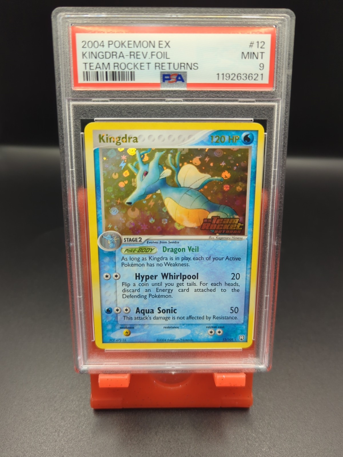 2004 Pokemon EX Kingdra 12 Reverse Holo Team Rocket Returns STAMPED PSA 9 MINT