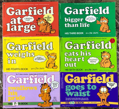 Garfield Comic Strip 6 Paperback Book Lot 80's Vintage # 1 3 4 6 14 18