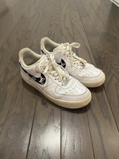 Used White Air Force Ones Hand Painted LV Swoosh Men’s 10.5
