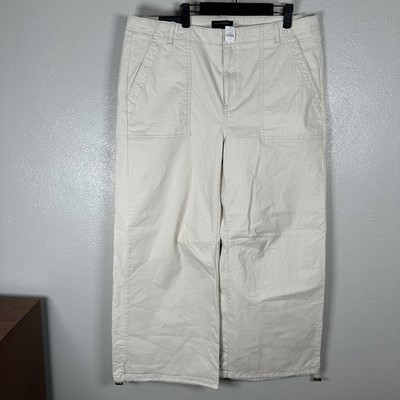 NEW Banana Republic Authentic Chino Parachute Pants Womens Sz 16 Cream Mid Rise
