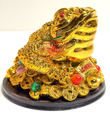Feng Shui Glückskröte Gold   Geldkröte Glück & Wohlstand   Geldfrosch auf Münzen