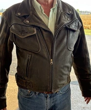 Harley Davidson Men’s Billings Distressed Brown Leather Jacket Size Medium GUC