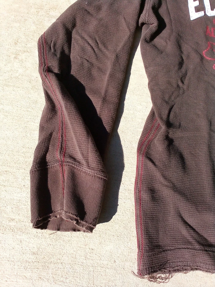 Camisa Térmica De Colección Y2k Ecko Unltd Cyber Goth Manga Larga Bordada Marrón Foto 3 de 4