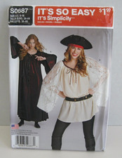Simplicity 0687 Easy Pirate Sorceress Costumes Pattern Misses' 8-18 Uncut