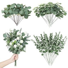 90 Pcs 3 Kinds Mixed Eucalyptus Leaves Stems Bulk Artificial Silver Dollar Le...