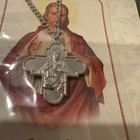 NIP Sacred Heart Cross Pendant & Necklace Prayer Card. 20" L. Pendant Appr. 1".  — photo 3