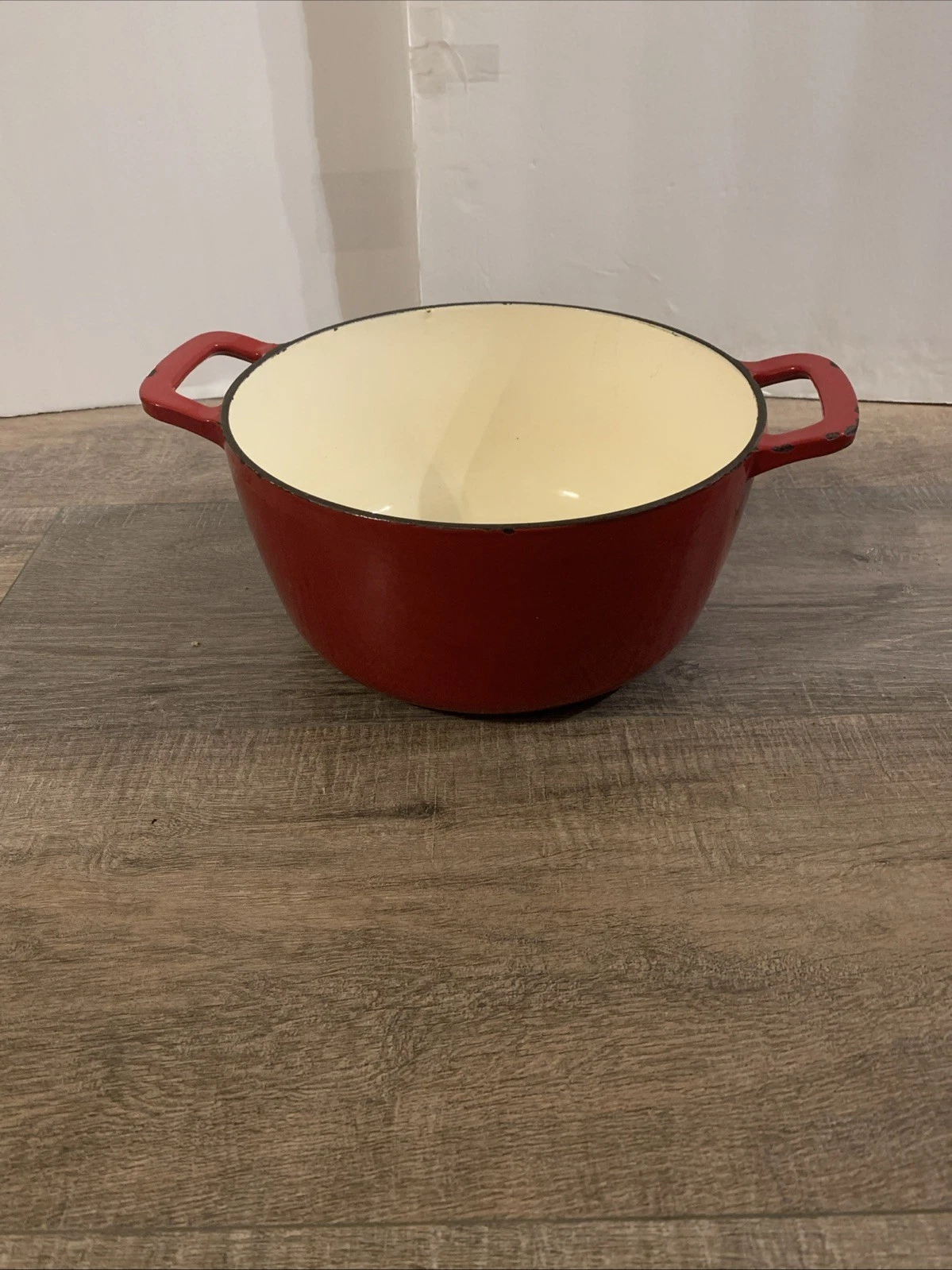 Oval Enamel Cast Iron Dutch Oven NO Lid Red