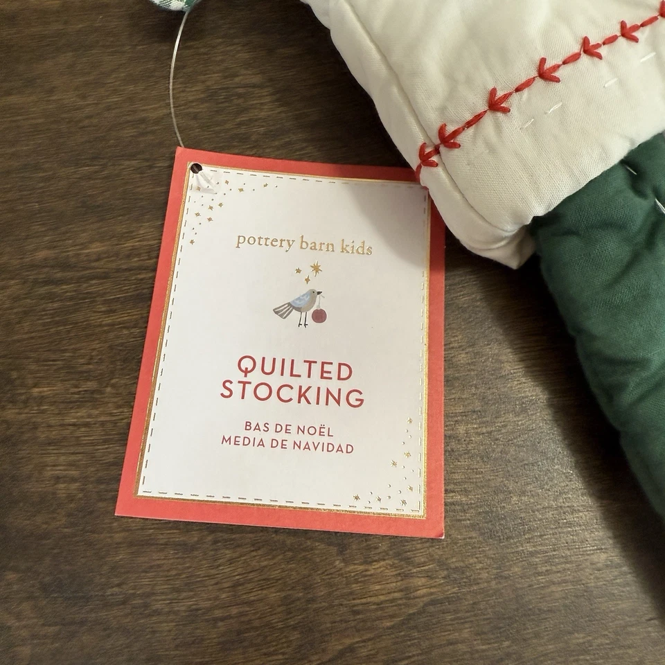 MEDIAS DE NAVIDAD ACOLCHADAS PARA NIÑOS DE GRANERO DE CERÁMICA ~ CONEJITO DE PATINAJE ~ VERDE ~ SIN MONO Foto 3 de 4